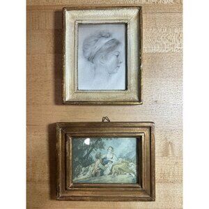 VTG Rene David  & Exclusively Ours Florence Italy Small Wall Plaques Pictures